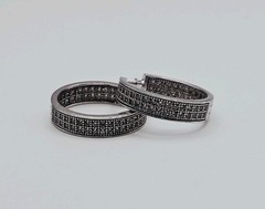 FAS Sterling Silver CZ Double Lined 21mm Hoop Earrings