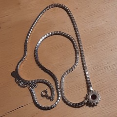 Vintage Sterling Silver Halo Pendant Tennis Necklace 18In Cz OLD STOCK 925 A24