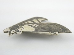 Antique Niello Sterling Silver Boat Brooch Pin 4.1g 1 Inch Length Regatta