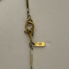 Vintage Gold & White Enamel Twisted LInk Chain w/Mother of Pearl Pendant 15 1/2″
