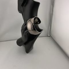 Cuff Bracelet Vtg Metal Dark SilverT 7” Approx 2-1/2” Wide Trendy Boho Biker