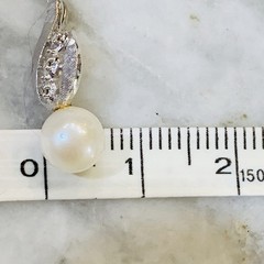 VTG Akoya Saltwater PEARL PENDANT 6.5mm Diamonds 14k White Gold 60’s 1.03gr .75”