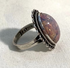 Vintage Mexico FCP 925 Sterling Silver Simulated Fire Opal Ring Size 6