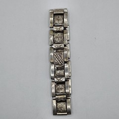Antique 90% Silver Hand Engraved Panel Bracelet 7.5″ 36G Hand Made Adjustable