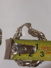 Sterling Silver Hoop Earrings+Abstract organic texturized Ring Set Vintage Style