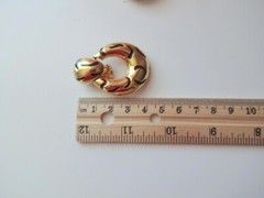 Vtg Jackie Collins Haute Couture Gold Tone Runway Door Knocker Clip On Earrings
