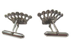 MID CENTURY VINTAGE MEN’S CUFFLINKS SILVER TONE CROWN
