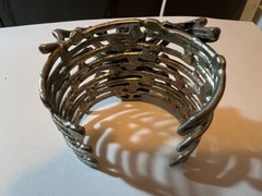 VINTAGE RUNWAY RAISED SPIDER RUBY STONES SILVER BANGLE BRACELET FREE SHIPPING