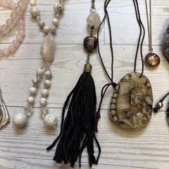 Vintage & Modern Asian Jewelry Lot Natural Mixed Gemstones Amethyst Pink Quartz