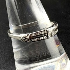 DIAMOND ART DECO BAND RING – 900 PLATINUM – 0.25 CTW – VS2 F-G – SIZE 7