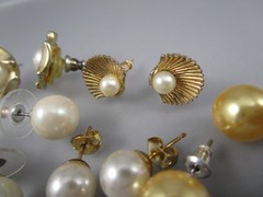 Retro Modern Varying Studs Styles w Faux Pearls LOT 6 Post Pierced Earrings 195L