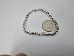 Silver Tone Metal Chain Strung Beaded Bracelet Vintage