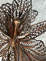 Vintage Silver Tone Filigree Flower Brooch 2.25 X 2 Inches