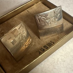 Vintage Men’s Square Gold-Tone Engraved Chain Link Cufflinks, No Stone sawnk