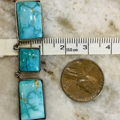 VTG Southwest Turquoise Necklace Sterling Silver Old Pawn Victorian 925 18” WOW