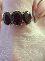 Vintage Art Deco Almandine Garnet Ring From London 9 CT Yellow Gold Size 7