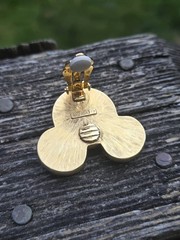 Vintage Pearl Mickey Ear Earrings Clip On Gold Tone Retired Disney Fashions