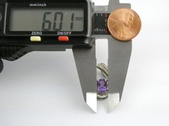 Sterling Silver Ridged Motif Curl Oval Cut Amethyst Slide Pendant 925 2.1g .75In
