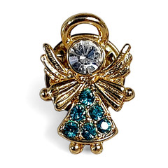 VTG March Birthstone Angel Pin Rhinestone Gold Tone Sparkle Gift Love