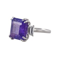 Estate 10.5ct Tanzanite Diamond Baguette Engagement Ring Platinum