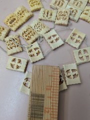 Vtg Mixed Lot Carved Bovine Bone Jewelry Lot Of 40 Tiles Crafts Handcarved Bead