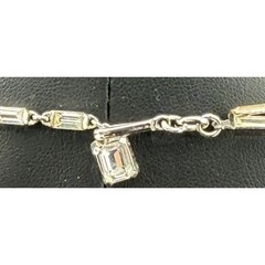Vintage Trifari Necklace Double Baguette Rhinestones Art Deco Hook Clasp 16″