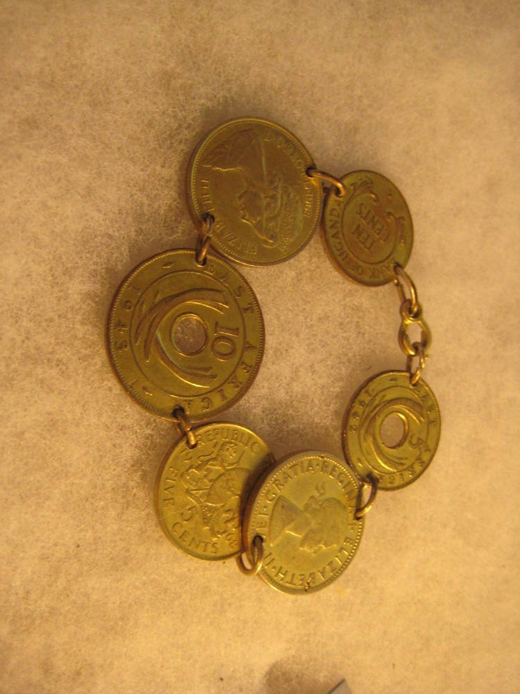 Vintage East Africa, Kenya, Uganda, 1942 coin jewelry bracelet