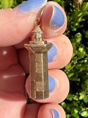 VINTAGE 14K GOLD DIAMOND LIGHTHOUSE CHARM PENDANT SOLID CUSTOM MADE NAUTICAL