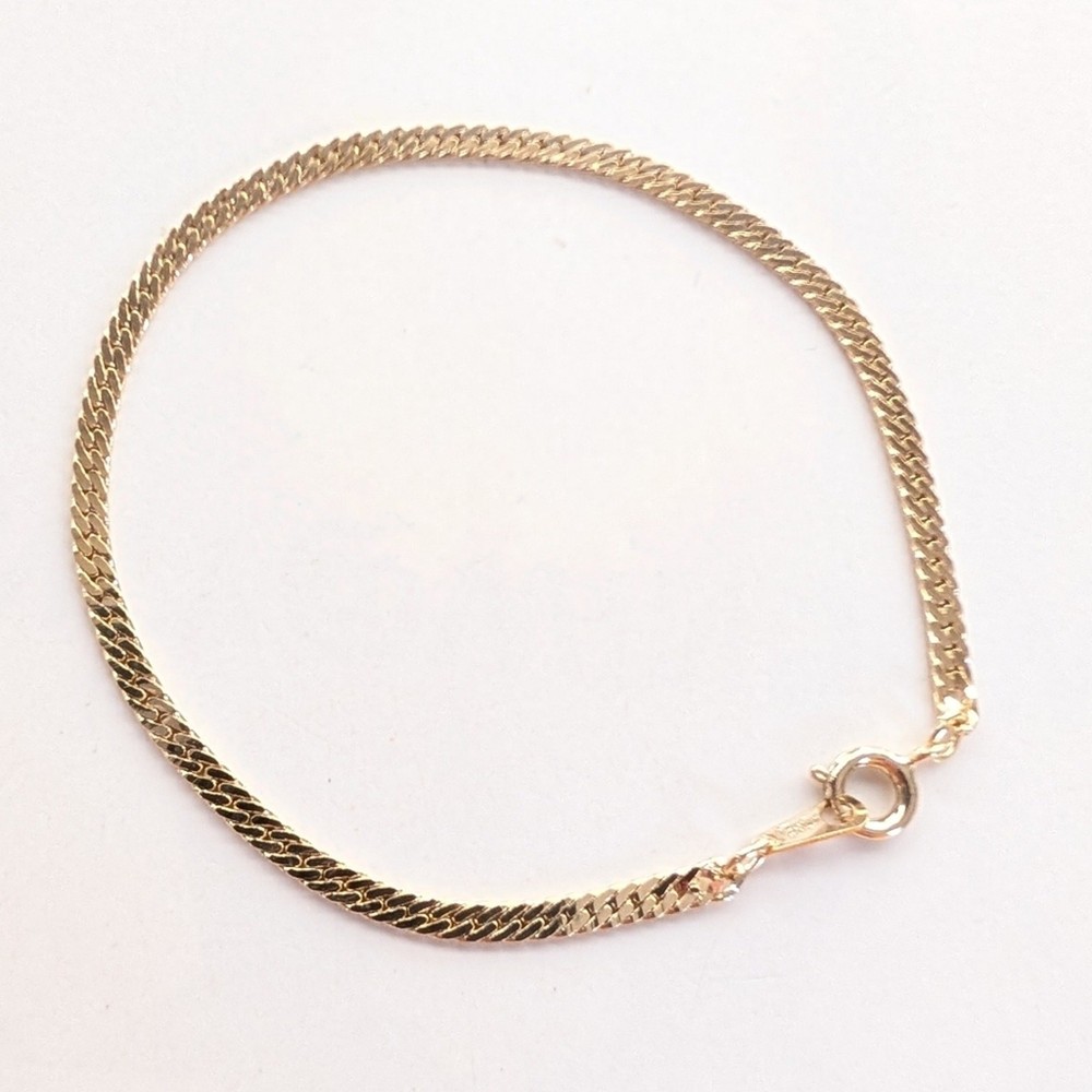 Vintage Estate Signed Korea Herringbone Chain Minimalist Classic Bracelet 6.25″
