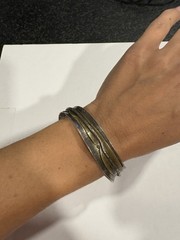 De Robertis Designs Modernist Mixed Metal Sterling Silver Bangle Cuff Bracelet