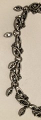 Crown Trifari Antique Silver Tone Marcasite Dainty Leaf Petal Chain 16″ Necklace
