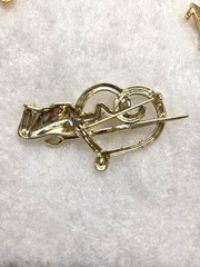 Vtg AJC nos gold tone Heart love Paint tube brush Pin