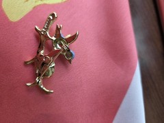 Vintage Gerrys Signed Bluebird Nest Brooch Faux Pearl Eggs Enamel Pin Gold Tone
