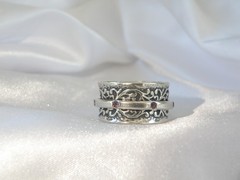 Vintage Sterling Silver 925 Natural Amethyst Spin Spinning Vine Ring 9.5