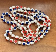 Vintage 1950 red, white, and blue plastic puzzle bead necklace