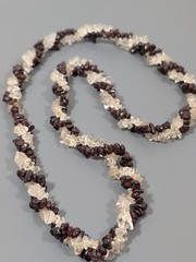 Vintage Red Garnet Clear Rock Crystal Quartz Twist Necklace 26 in