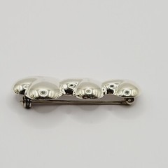 Triple Heart Graduated Sized Puffy Look Sterling Silver 925 Brooch Pin Thailand