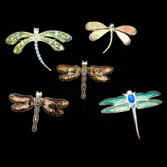 Dragonfly Brooch Lot Enamel Rhinestone Colorful Summer Jewelry 5pc Collectible