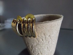 1 Pair Old 1″in Stud Gold Tone Bars 1/4 Moon Shape