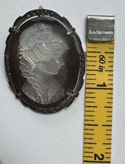 Vintage 800 Silver Mother of Pearl Abalone Shell Cameo Brooch Pendant Deco Era