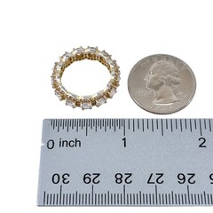 Sterling Silver 925 Gold-Tone Cubic Zirconia Eternity Wedding Band | Size 7