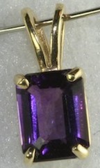 GOOD QUALITY 14K GOLD 8X6MM AMETHYST PENDANT FOR A NECKLACE