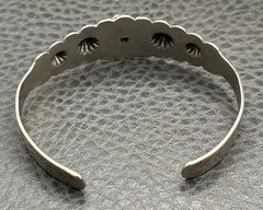 Vintage Southwestern Style Mother of Pearl Shell Cuff Bracelet Silver Tone 6.5”