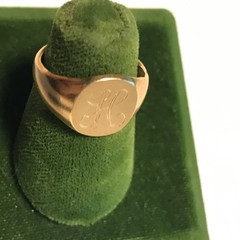 Vintage 10KT Gold Filled Stamped & Engraved Monogram “H” Ring Size 3 VARGAS