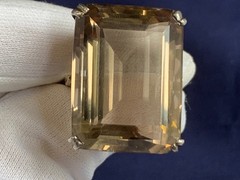 Vtg Large Sterling Silver Ring 16.18g Jewelry Size 6.5 Smoky Quartz Look *READ*