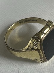Vintage French Jeweler Astron Charnier Bloodstone Rolled Gold Ring Signed