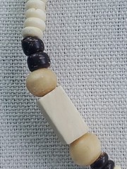 Wooden Round Heishi Beaded Surfer Necklace Choker Tribal Boho Ethnic Cream