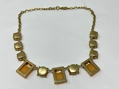 Gorgeous Ann Taylor LOFT Goldtone Peach Gold Lucite Inset 18″ Necklace