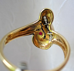 0.66 Ct NATURAL RUBY & Diamond Baguette Ring in 14K Yellow Gold, Vintage 1998