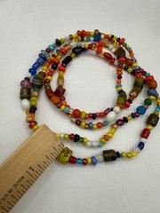 ESTATE NEPAL ART GLASS BEAD MULTI COLOR MIX SHAPE STRAND STRING NECKLACE 40″